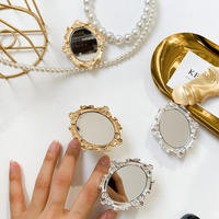 Support de téléphone portable de luxe vintage avec mini-miroir, support adhésif pliable en forme d'anneau pour smartphone et tablette