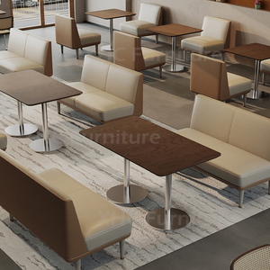 Canapé de salle à manger rembourré pour restaurant commercial, table carrée en bois, mobilier moderne pour restaurant, café, boulangerie, hôtellerie - Product Image 3