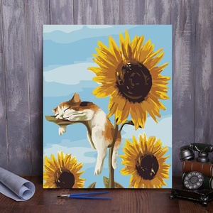 All'ingrosso prodotti fai da te immagine divertente paesaggio olio arti kit Set dipinto a mano tela da numeri per adulti - Product Image 1