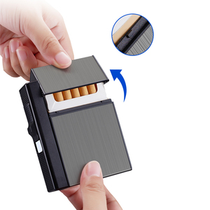 Focus — boîte à cigarettes bleu à flammes bleues, <span class=keywords><strong>Cigarette</strong></span> en métal <span class=keywords><strong>personnalisable</strong></span>, capacité de 20 pièces, avec briquet - Product Image 5
