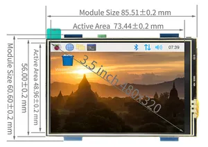 3.5 인치 HD 저항 터치 스크린 GPIO 480x320 디스플레이 스타일러스 펜 LCD 모듈 조정 가능한 백라이트 오디오 라즈베리 파이 4 3B +