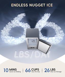 <span class=keywords><strong>Machine</strong></span> <span class=keywords><strong>à</strong></span> glaçons en forme de pépites ecozy sous le <span class=keywords><strong>comptoir</strong></span>, intégrée, autonome, 66 lb/jour, autonettoyante, en acier inoxydable - Product Image 4