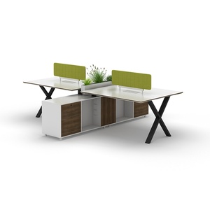European Modern White Office Desk Modular Staff <b>Desktop</b> Bureau for 4 People for Workstation Use - Product Image 4
