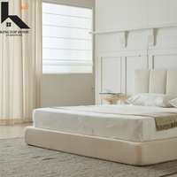 Cadre de lit pleine taille nordique de luxe King Queen Double plate-forme basse cadre de lit touffeté nuage de guimauve