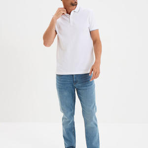 Camiseta Versátil de Manga Corta para Hombre, Tejido Sólido Antiarrugas, Mezcla de Algodón de Secado Rápido, para Trabajo, Golf, Viajes, Fin de Semana, Tallas Grandes - Product Image 3