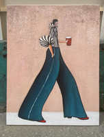 Peinture à l'huile moderne audacieuse peinte à la main mode femme Portrait Chic intérieur mur Art pour la décoration intérieure