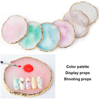 DIY Palette de Peinture à Ongles Bord Doré Résine Couleur Mixte Tableau d'Affichage Palette pour Gel Maquillage Nail Art Visualisation-Nail Supplies