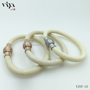 Luxury Brand OEM Order Accept <strong>Python</strong> Leather Mens Gold Real Chain Bracelet Bio Magnetic Leather Bracelet - Product Image 4