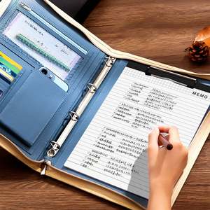 <span class=keywords><strong>Promo</strong></span> hadiah bisnis kustom LOGO A4 bisnis kulit profesional Padfolio Organizer ritsleting melanjutkan Folder portofolio Binder - Product Image 5