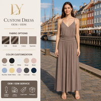 Robe décontractée longue à bretelles spaghetti et fronces, personnalisable pour femmes, vente en gros