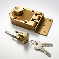 Serrure de portail à enroulement avec clé, robuste, à montage en surface, en laiton doré, pour abri, grange, porte de garage