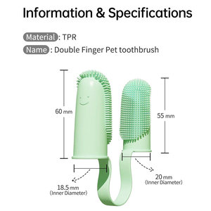 Brosse à <span class=keywords><strong>dents</strong></span> pour <span class=keywords><strong>chien</strong></span> 135 poils enveloppants pour un nettoyage facile des <span class=keywords><strong>dents</strong></span>, brosse à <span class=keywords><strong>dents</strong></span> double doigt pour soins dentaires pour chiots, chats et animaux de compagnie de taille moyenne - Product Image 2