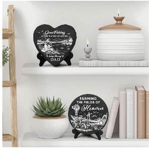 Pietra commemorativa in legno ecologica per la perdita del papà, a tema pesca, 'Andato a pescare negli acquari del paradiso', regalo di commaugnosezza per pescatori - Product Image 4