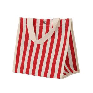 Custom <b>Printed</b> Logo Stripe Pattern Recycled Eco CanvasTote Bag Daily Carrying Bag for Men Women Fabric Material for Advertising - Product Image 3