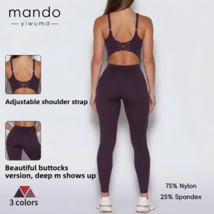 <span class=keywords><strong>Mono</strong></span> de poliéster para mujer con aberturas y cordones en la <span class=keywords><strong>espalda</strong></span>, tirantes ajustables, abertura frontal y efecto levanta glúteos, ideal para jogging y fitness. - Product Image 3
