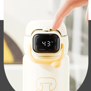 Bouteille d'eau intelligente isotherme pour enfants, 500 ml (17 oz), en acier inoxydable, avec affichage LED de la température, couvercle à paille rabattable, sans BPA. - Product Image 2