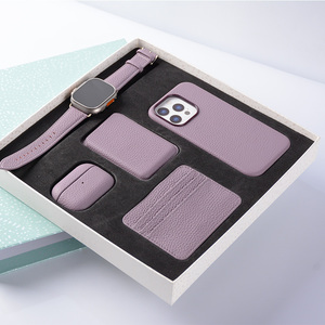 DL ชุดกล่องของขวัญโปร<span class=keywords><strong>โม</strong></span><span class=keywords><strong>ชั่</strong></span><span class=keywords><strong>น</strong></span>กระเป๋าใส่<span class=keywords><strong>น</strong></span>ามบัตรหนังลายกรวดแท้เคสโทรศัพท์สาย<span class=keywords><strong>น</strong></span>าฬิกากระเป๋าใส่หูฟังสำหรับ <span class=keywords><strong>iPhone</strong></span> - Product Image 1