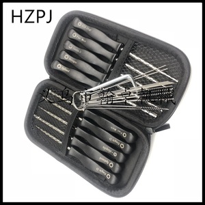 Kit d'outils HZPJ de 14 pièces pour carburateur avec étui en cuir noir, brosse, accessoires pour tondeuse à gazon et tronçonneuse - Product Image 4