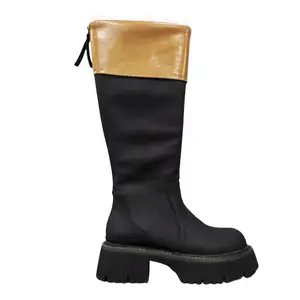 Fashion New Women Black Winter Leather Round Toe Boots Women Boots