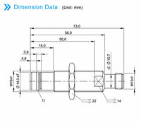 Capteur de proximité haute pression Domenzi M16 350 bars PNP NC IP68 hexagonal 22 mm pour détection de position de vérin hydraulique