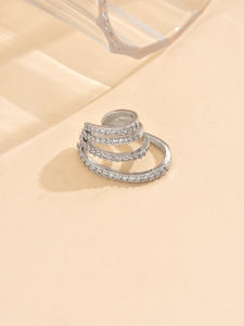 Mode Vintage nouveau Zircon en forme de C boucles d'oreilles en argent ensemble boucles d'oreilles non perçantes ensemble pour les anniversaires de bijoux de mode à la mode - Product Image 4