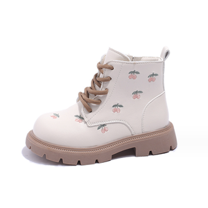 Nouvelles bottes courtes en cuir pour filles, style britannique, décontractées, brodées, anti-dérapantes - Product Image 6