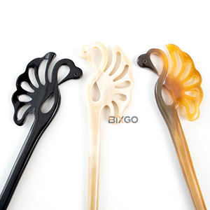 Horquilla para el Cabello de Cuerno de Búfalo BIXGO de Primera Calidad, con Forma de Cisne, Elegante, Unisex, Hecha a Mano, para Cabello Grueso - Product Image 3