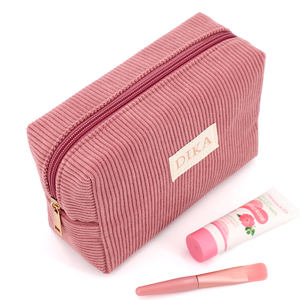 工場カスタム品質コーデュロイベルベットメイクアップ化粧品美容トイレタリージッパーバッグオーガナイザー、プライベートラベルロゴ付き - Product Image 3