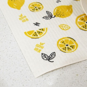 Vente chaude Conception Personnalisée Écologique Citron Cellulose Réutilisable Stocké Suédois Torchon pour la Cuisine - Product Image 6