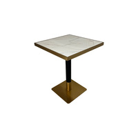 Table carrée en métal et marbre pour café, restauration rapide, vente en gros, luxe, petite taille, mobilier de restaurant moderne, table à manger commerciale