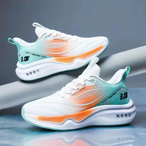 Мужские повседневные кроссовки GALUIN нового стиля — зелено-оранжевые спортивные туфли из дышащей сетчатой ткани с хлопковой подкладкой, модель NX-104, производство Китай - Product Image 1