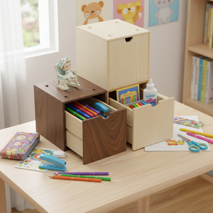 Cajón Fácil de Sacar con Esquinas Redondeadas, Organizador de Madera Personalizado, Almacenamiento Apilable, Caja de Cajones Transparente - Product Image 1