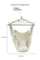 Chaise suspendue d'intérieur et d'extérieur avec coussin, chaise hamac en coton épais pour la détente
