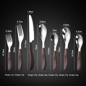 Wood Pattern Handle <strong>Cutlery</strong> 304 Stainless Steel Light Luxury Dinner Knife Spoon Fork Restaurant <strong>Children</strong> Flatware - Product Image 4