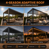 Pergola Bioclimatique en Aluminium à 2 Poteaux Autoportante Taille Personnalisée 3x4 4x4 5x4 6x4 Jardin Moderne de Luxe