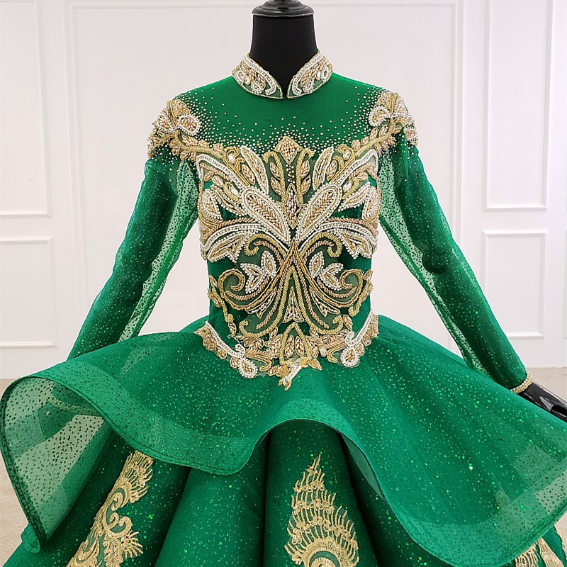 light green and gold dress