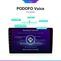 Podofo Double Din layar IPS mobil, Radio mobil Android 10.1 inci 6 + 128GB 2 Din, layar IPS otomatis DSP GPS WIFI BT FM Autoradio