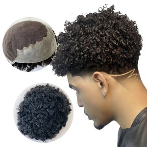PBaria Q6 Prothèse capillaire pour hommes, cheveux Remy, closure frontale en dentelle, revêtement Poly PU, cheveux indiens lisses, noir et brun naturels - Product Image 1
