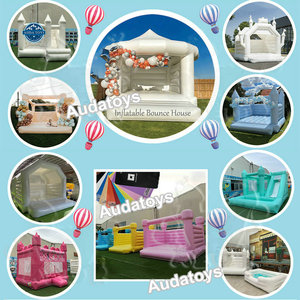 Château gonflable en PVC couleur lilas pastel AUDATOYS pour bébés, maison de saut avec souffleur d'air électrique, garantie de 2 ans, modèle Bouncy Max - Product Image 5
