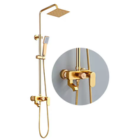 Robinet thermostatique monocommande en aluminium spatial avec douchette à effet pluie coulissante de 15 cm pour salle de bain