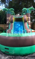 Maison pleine d'entrain gonflable commerciale de jungle, château gonflable avec la glissière d'eau combinée