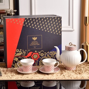 Wholesale Luxury Eco-Friendly Russian Royal Bee Pattern Bone China <b>Tea</b> <b>Set</b> with Gift Box - Product Image 2