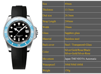 Montre automatique japonaise pour homme avec logo personnalisé, luxe, ventes flash, résistante à l'eau, avec cadran à aiguilles lumineuses, mouvement NH35