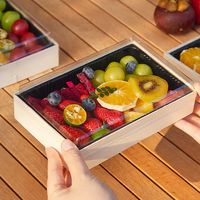 Boîte d'emballage jetable biodégradable en bois pour repas à emporter, bento, boulangerie, sushis, fruits, traiteur et préparation de repas