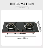 Table de Cuisson à Gaz Domestique et Commerciale en Verre Trempé, Cuisinière à Gaz Naturel Encastrable 2 Feux