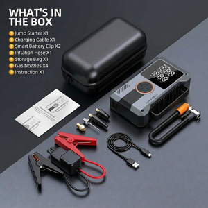Démarreur de voiture portable 6 en 1, 1500A de pointe, booster de batterie de voiture, batterie externe, compresseur d'air 160 PSI, gonfleur de pneus, lumière LED - Product Image 6