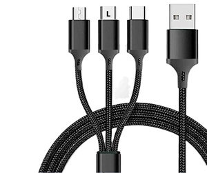 Multi-charging Cable 6-in-1 Braided Charging Cable. Multi-<b>USB</b>, Fast Charge. IP/C/Micro Ports. Fits Phones, Tablets - Product Image 1