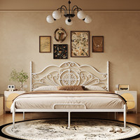 Lit double en fer forgé de luxe léger français, cadre en fer sculpté, pour chambre principale, 1,8 m 1,5 m, style vintage épaissi, garantie 10 ans