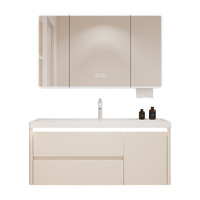 Meuble de salle de bain avec lavabo monobloc en céramique, vasque de lavage marin à tiroir, combinaison lavabo-vasque en aluminium laqué nid d'abeille