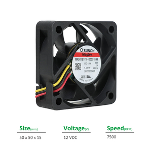Ventilador Axial de Refrigeración SUNON MF50151VX-1000C-G99 Eléctrico 50x50x15mm 12VDC 100mA 1.38W 7200RPM 18.6 CFM OEM/ODM para Gabinetes e Inversores - Product Image 2